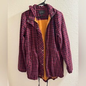 Blu Pepper - Women's Red and Navy Plaid Jacket - Medium